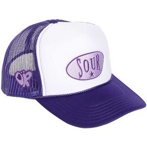 olivia rodrigo purple and white sour trucker cap hat